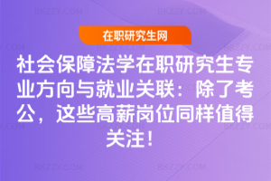 社會保障法學在職研究生專業方向與就業關聯:除了考公,這些高薪崗位同樣值得關注!
